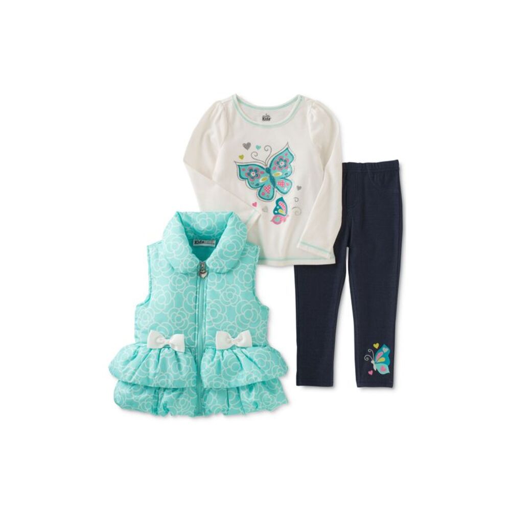 Kids Headquarters Baby Girls 3 Pc. Puffer Vest Top Leggings Set